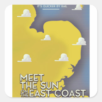 Meet the sun of the east coast vintage rail poster square sticker