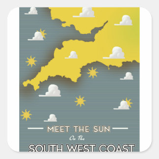 Meet the sun of the east coast vintage rail poster square sticker