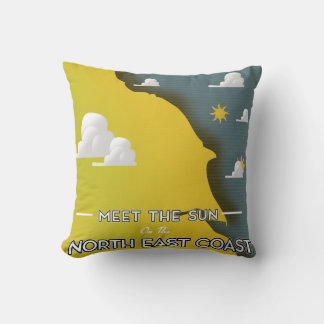 Meet The Sun, on the North East Coast Cushion