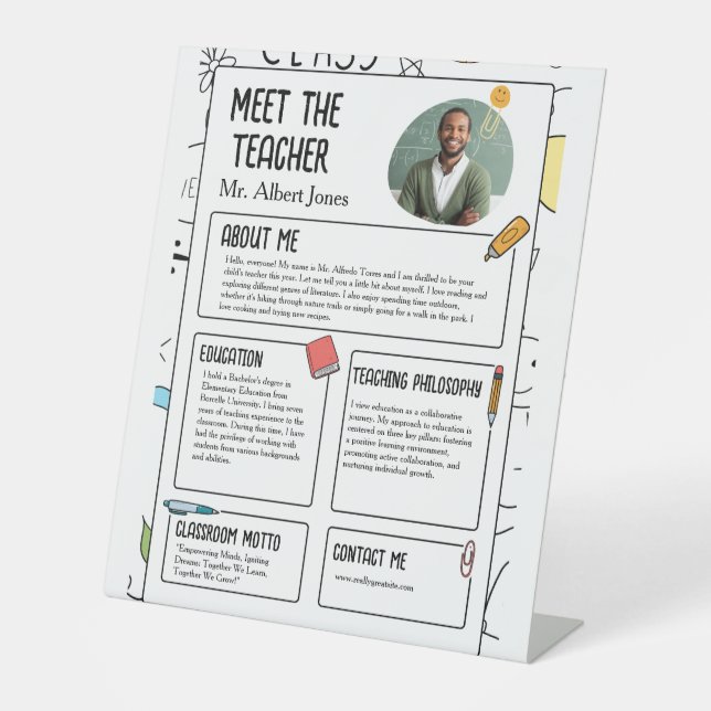 Meet The Teacher Modern Back to School Flyer  Pedestal Sign (Front)