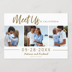 Meet Us In Destination Save The Date 3 Photo Invitation