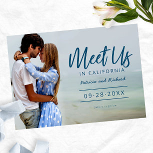 Meet Us In Destination Wedding Save The Date Photo Invitation
