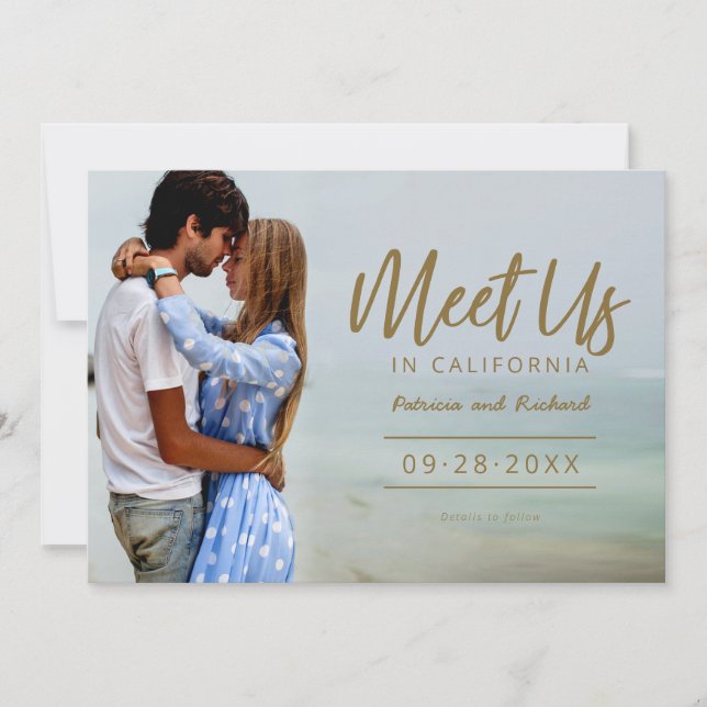 Meet Us In Destination Wedding Save The Date Photo Invitation (Front)