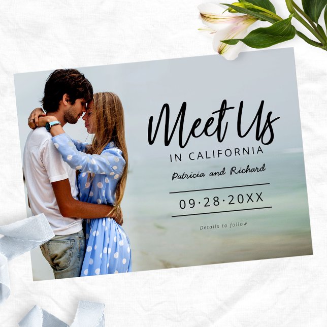 Meet Us In Destination Wedding Save The Date Photo Postcard (Creator Uploaded)