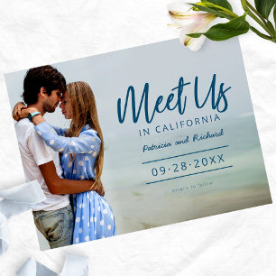 Meet Us In Destination Wedding Save The Date Photo Postcard