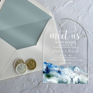 Meet Us In The Woods Forest Outdoor Wedding Acrylic Invitations