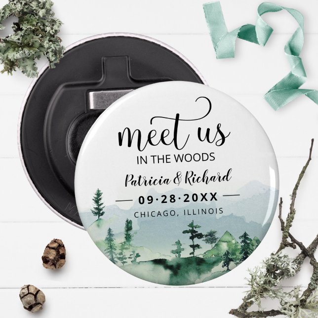 Meet Us In The Woods Outdoor Wedding Save The Date Bottle Opener (Creator Uploaded)