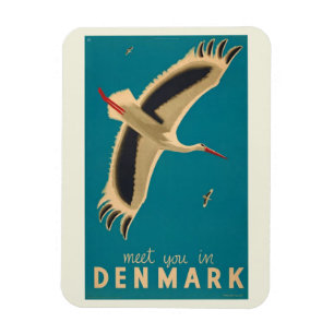 Meet You in Denmark Travel Vintage Magnet