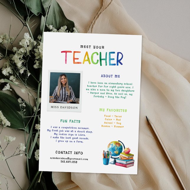 Meet Your Teacher Handout Postcard (Creator Uploaded)