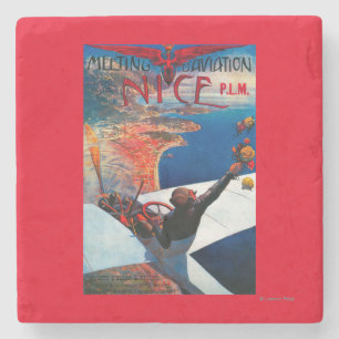 Meeting D' Aviation in Nice, France Poster Stone Coaster