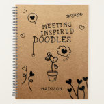 Meeting Inspired Doodles Office Funny Personalised Planner<br><div class="desc">Meeting Inspired Doodles Office Funny Personalised PLanners features the text "Meeting inspired doodles" accented with a variety of girly love heart doodles on a kraft paper background with your personalised name below. Perfect for office staff and colleagues for Christmas, holidays, birthday and team building. Designed for you by ©Evco Studio...</div>