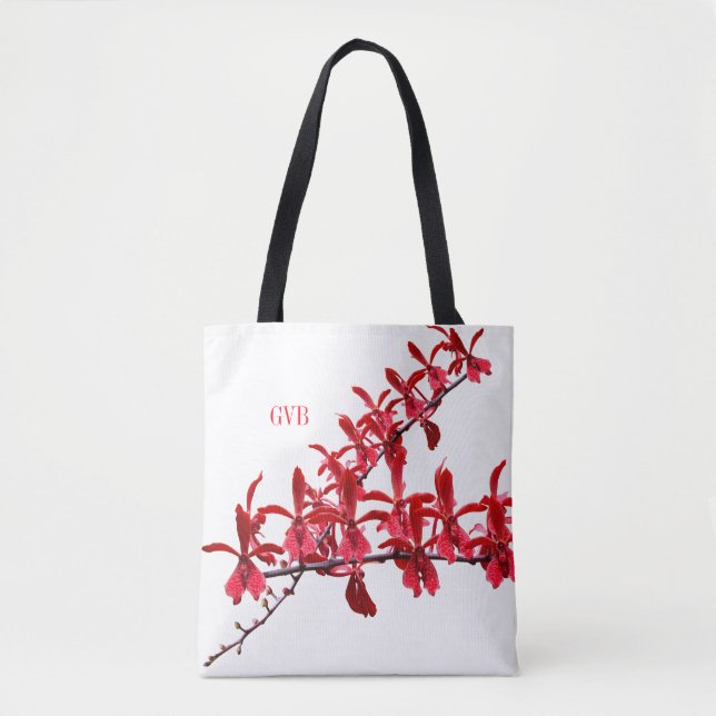 "Meeting Long Red Orchids" Tote White (Front)