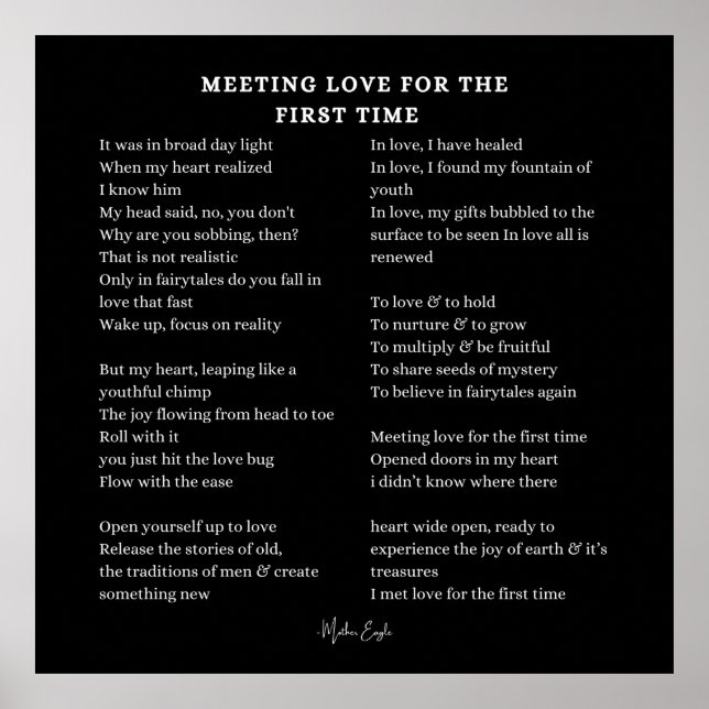 Meeting Love For The First Time poem poetry poster (Front)