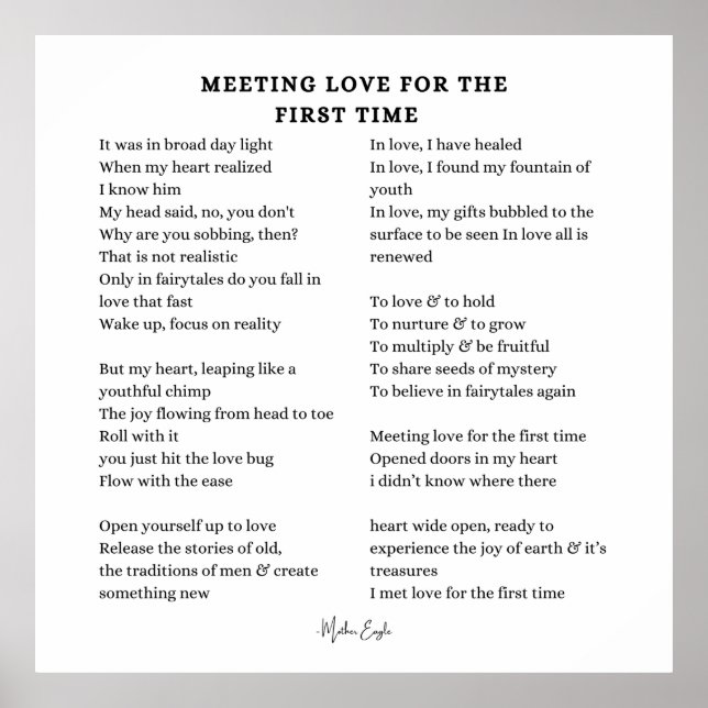 Meeting Love For The First Time poem poetry poster (Front)