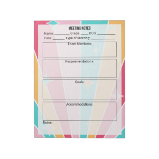Meeting Notes Notepad- Bright