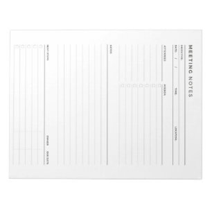 Meeting Notes Notepad, Notepad for work