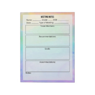 Meeting Notes Notepad- Watercolor