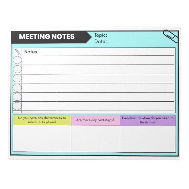 Meeting Notes Teacher Staff Meetings Minutes (Front)