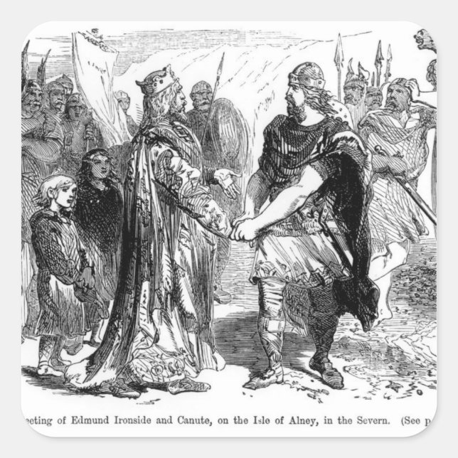 Meeting of Edmund Ironside  and Canute Square Sticker (Front)