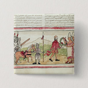 Meeting of Hernando Cortes and Montezuma 15 Cm Square Badge