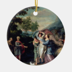 Meeting of Jacob and Laban with Rachel, Leah and S Ceramic Tree Decoration