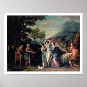 Meeting of Jacob and Laban with Rachel, Leah and S Poster
