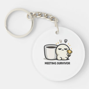 Meeting Survivor - Cute Tired Character Office Hum Key Ring