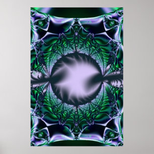 Meg   Green and Blue Fractal Art Poster