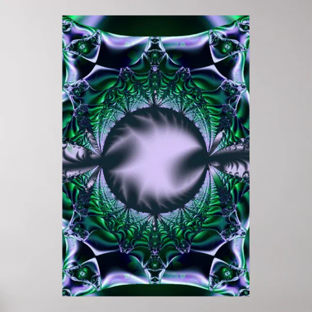Meg | Green and Blue Fractal Art Poster | Zazzle