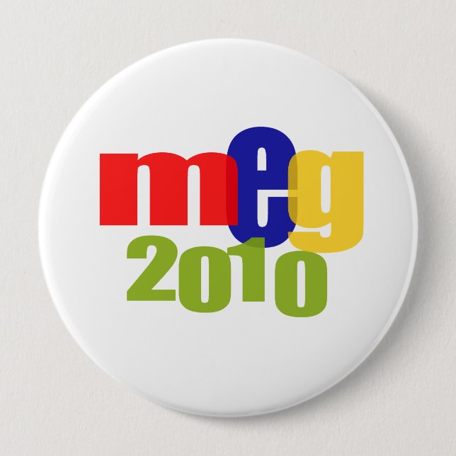 Meg in 2010 10 cm round badge (Front)