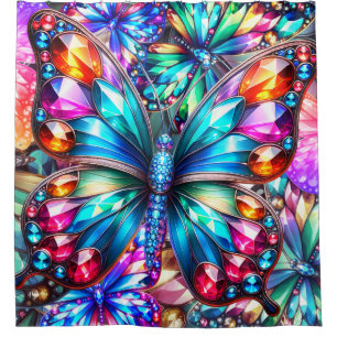 Mega Bling Butterflies Shower Curtain