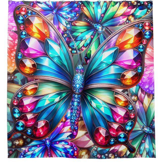 Mega Bling Butterflies Shower Curtain (Front)