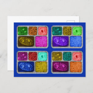 Mega Colourful Retro TV Dinners Postcard