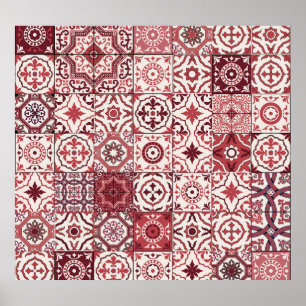 Mega Gorgeous Moroccan Patchwork Pattern Poster