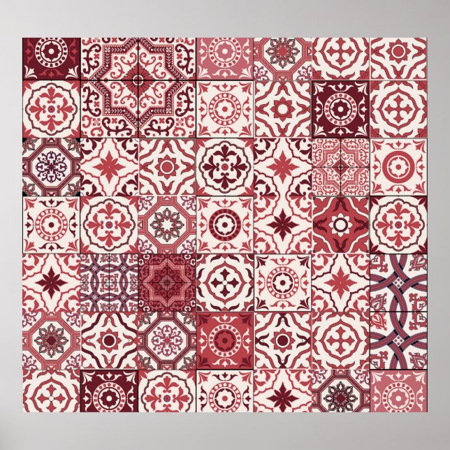 Mega Gorgeous Moroccan Patchwork Pattern Poster (Front)