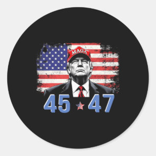 Mega Inauguration Day 45 47 Donald Trump President Classic Round Sticker