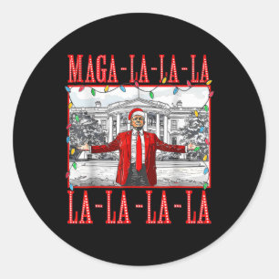 Mega La La La Christmas Santa Funny Trump Xmas Paj Classic Round Sticker