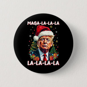 Mega La La La Donald Trump Potus 47 Ugly Christmas 6 Cm Round Badge