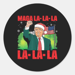 Mega La La La Donald Trump Potus 47 Ugly Christmas Classic Round Sticker