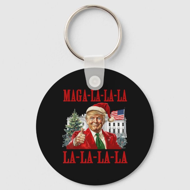 Mega La La La Donald Trump Potus 47 Ugly Christmas Key Ring (Front)