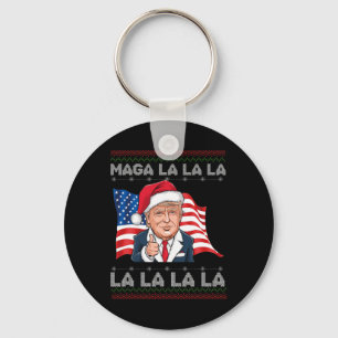 Mega La La La Donald Trump Potus 47 Ugly Christmas Key Ring