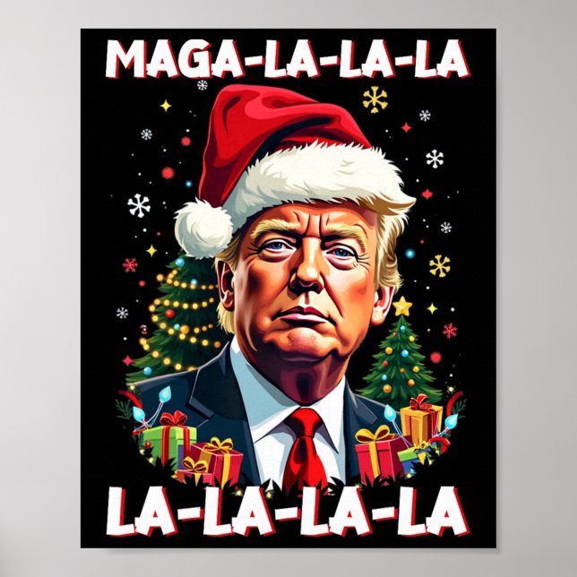 Mega La La La Donald Trump Potus 47 Ugly Christmas Poster (Front)