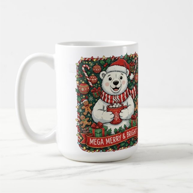 Mega Merry & Bright – Cute Christmas Bear Holiday  Coffee Mug (Left)