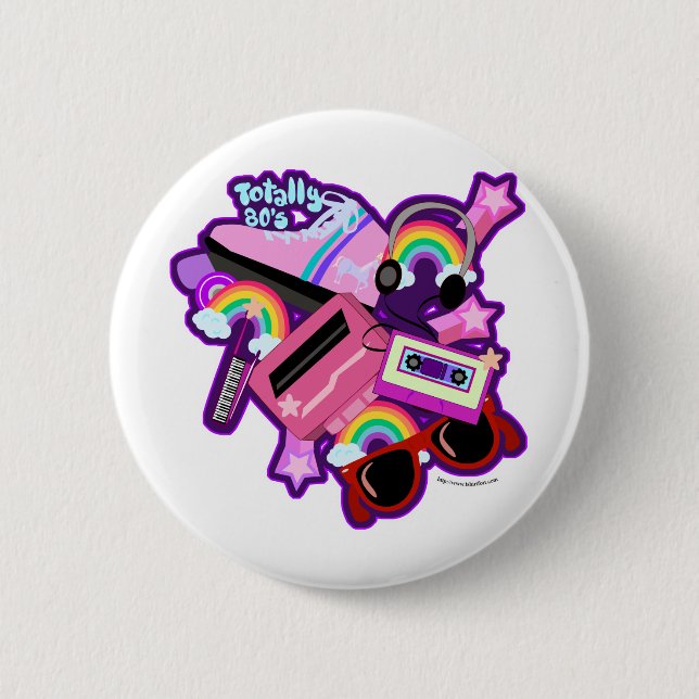 Mega Neon 80s Design 6 Cm Round Badge (Front)