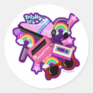 Mega Neon 80s Design Classic Round Sticker