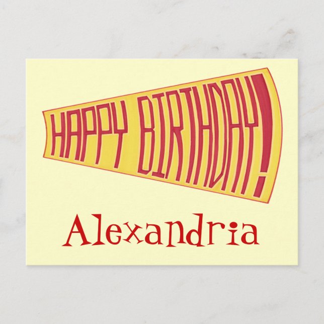 Mega Phone Happy Birthday Personalised Postcards (Front)