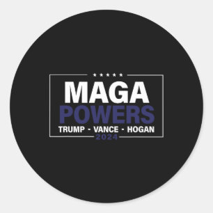 Mega Powers Trump Vance Hogan 2024 Patriotic Funny Classic Round Sticker