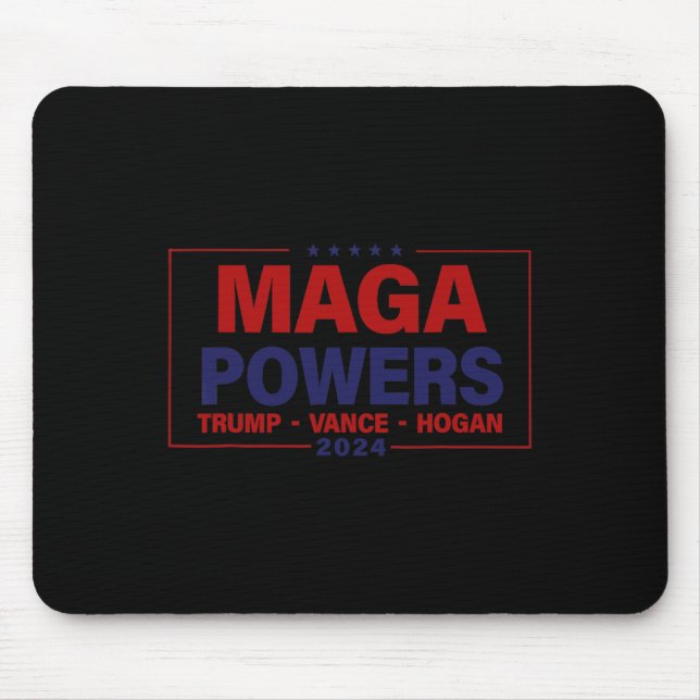 Mega Powers Trump Vance Hogan 2024 Patriotic Funny Mouse Mat (Front)