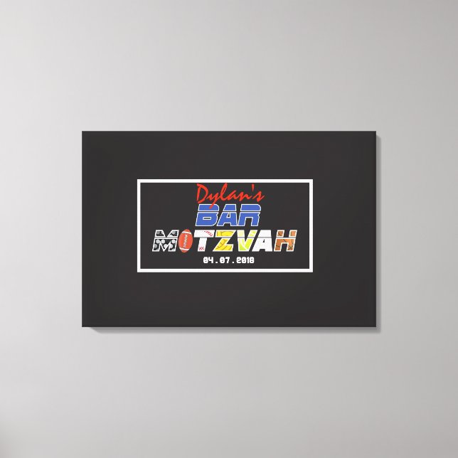 MEGA SPORTS Bar Bat Mitzvah Invitation Canvas Print (Front)
