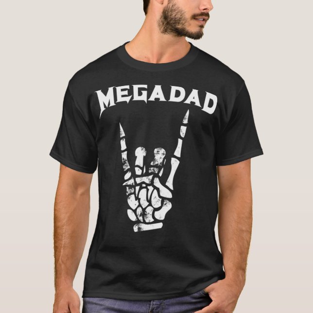 Megadad  Rock Heavy Metal Guitar Dad Tee (Front)